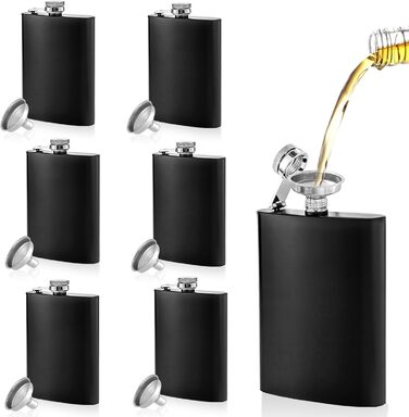 Набір фляг з нержавіючої сталі, рожевий, 8oz/240мл, 6 шт. з келихами для шотів, шкіряний чохол, для подорожей, вечірок, подарунків