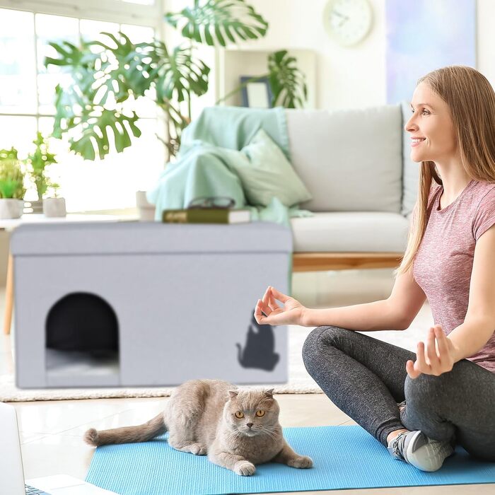 Кігтечка для котів Relaxdays, складна, 100 кг, з подушкою, сіра, 40.5 x 72 x 40.5 см