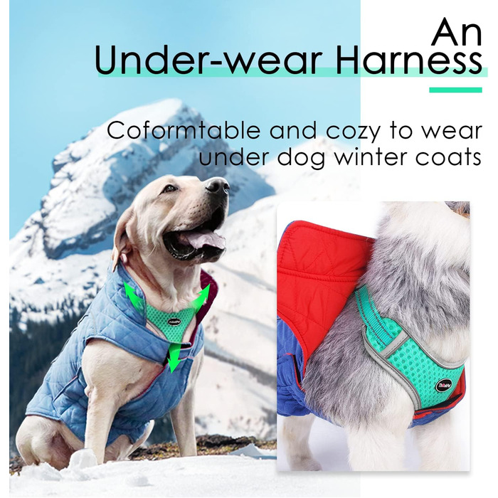 Шлейка для собак ThinkPet No-Pull, дихаюча, для маленьких, середніх та великих собак, регульована, м'яка, для прогулянок, з контролем, з підкладкою, світловідбиваюча (зелена, S, 1 шт.)