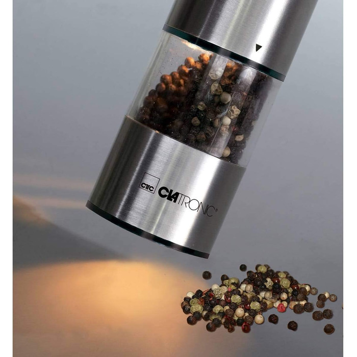 Електрична мельниця Clatronic® для солі та перцю | Керамічний жорно | Регулювання помелу | З підсвіткою | Зручна в використанні | PSM 3004 N