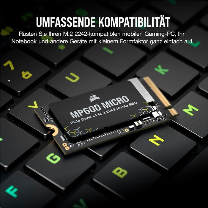 SSD Corsair MP600 Micro 1TB M.2 NVMe PCIe Gen4 – Чорний