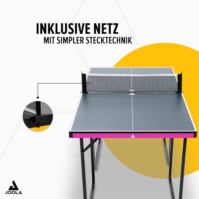 Стіл для пінг-понгу JOOLA Midsize, стіл для відпочинку, стіл для настільного тенісу з сіткою (стіл для пінг-понгу, Чорно-фіолетовий)
