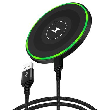 Бездротова зарядка 15W для Samsung Galaxy S25 Ultra/S24/S23/S22/S21/S20/Z Flip 7, Google Pixel 10/9/8/7, iPhone 16/17. Складана підставка, чорний колір