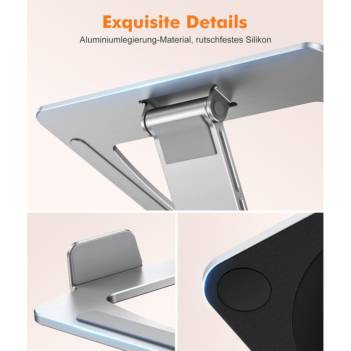 Підставка для ноутбука з поворотним столом 360°, регульована, алюміній, ергономічна, з вентилятором, складна, для MacBook Air/Pro (10-16')