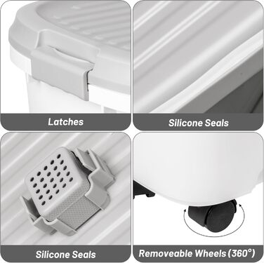 Контейнер для корму для собак MALLMALL6 – складний контейнер для тваринного корму з колесами, лопаткою та дезодоруючою коробкою, герметичний багатофункціональний 30-літровий контейнер для собак, котів, птахів