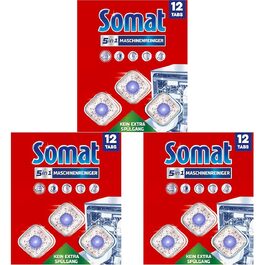 Очищувач для посудомийних машин SOMAT 5в1 Anti-Kalk, засоби для щомісячного чищення та видалення накипу, 12 таблеток (3 упаковки по 4 шт)