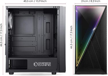 Корпус для ПК Empire Gaming Gamer Crystal – Чорний, ARGB, Mid-Tower, ATX/Micro ATX/ITX, 3D-дзеркальний ефект, RGB вентилятори