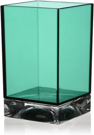 Kartell Boxy Toothbrush Holder, Plastic, Transparent, 7 x 7 x 12 cm (Toothbrush Holder, Aquamarine Green)
