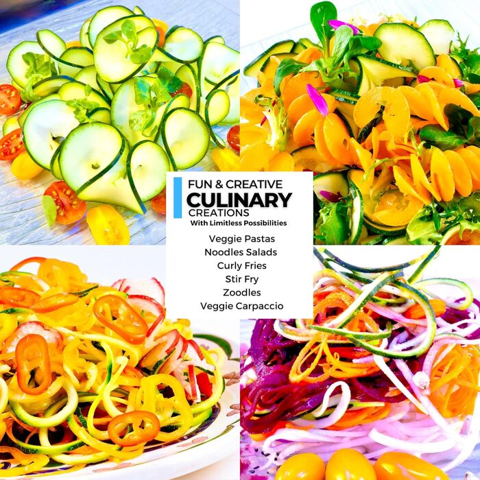 Спіральний овочевий ніж 3-х лезовий, для приготування Zoodles, з антиковзким покриттям. Розміри: 22.5 x 9 x 12.5 см