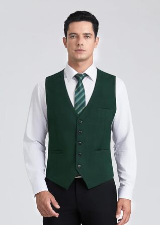 HISDERN Жилет чоловічий для весілля, класичний, ретро, бавовна, однотонний, елегантний, для бізнесу, вечірки, XS-4X (XXL, Зелений)