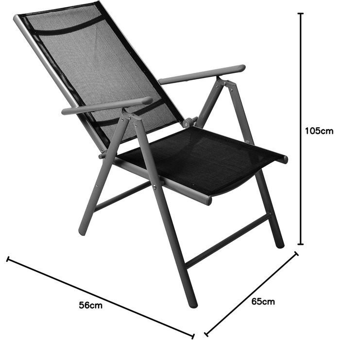 Набір садових складних стільців Nexos 4 шт. для саду, тераси, кемпінгу - алюмінієвий каркас, чорний
