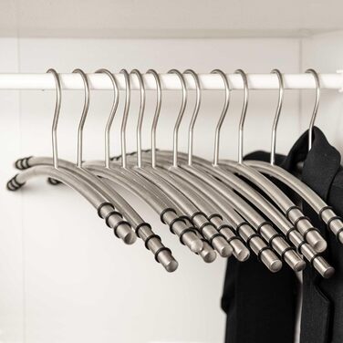 SIDCO Clothes Hangers Stainless Steel 6 x Coat Hangers Metal Hangers Hanger Set w. Anti-Slip