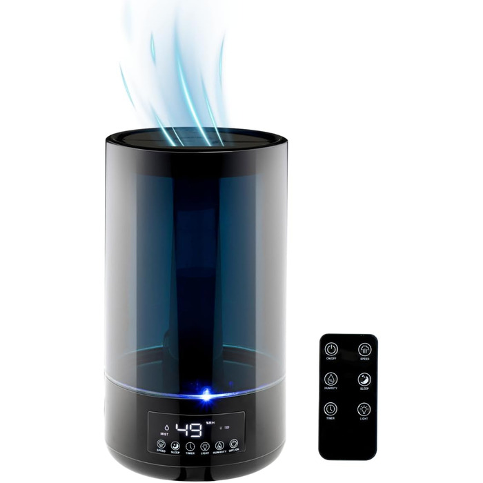 Зволожувач повітря Grundig HD-1903A – ультразвуковий, 4.3 л, з таймером, нічником та пультом дистанційного керування, чорний