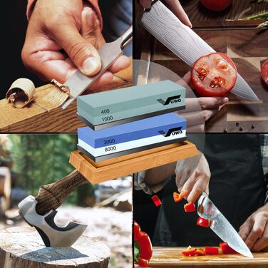 Набір для заточування ножів Vuwo Schleifstein 400/1000 грінь - 2-в-1, з підставкою, для професійного заточування