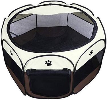 Тент-забіг для тварин Coolty, переносний вольєр для собак, котів та дрібних тварин, 91x91x58 см, коричневий