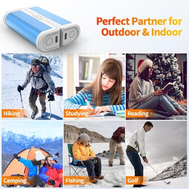 Електричні грілки для рук 2 шт. - багаторазові, USB, з 3 режимами нагріву, для дітей та жінок (блакитні)