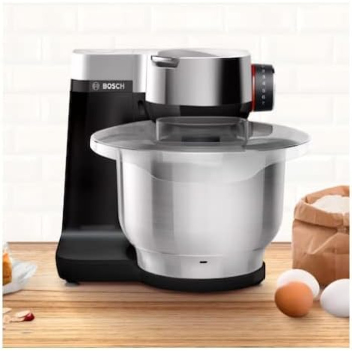 Bosch MUMS2VM00 Kitchen Appliance, Series 2 - 900 W, 7 Speed Settings + Turbo, Baking Set, 3.8 l Stainless Steel Bowl Black