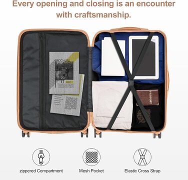 Набір валіз LEADZM 3 шт. з захистом кутів, ABS, телескопічний ручка, ручна поклажа, контрастне забарвлення (кремово-білий)