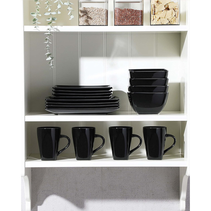 Vancasso Tableware Stoneware, 16-piece SOHO square dish set for 4 people, combination tableware set, square