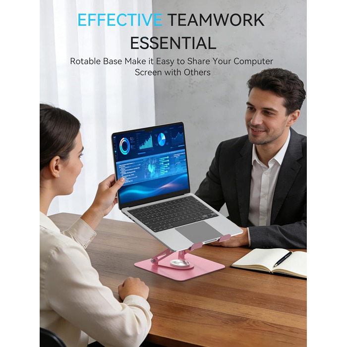 Підставка для ноутбука Soundance 360° з регулюванням висоти, чорна (C-Pink), 10-15,6 дюймів