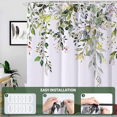 Текстильний душовий завіс з 12 гачками, водонепроникний, антигрибковий, для ванної кімнати, 180x200 см, зелений