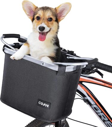 Складаний велосипедний кошик COFIT, знімний багатоцільовий кошик для велосипеда, для тварин, покупок, поїздок, кемпінгу та відпочинку на природі (Чорний)