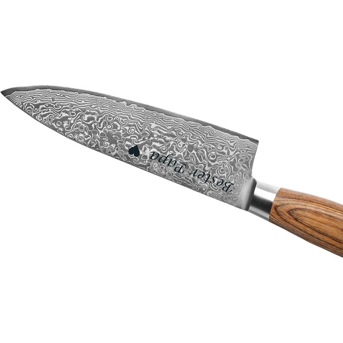 Wakoli EDIB Pro ніж кухарський з дамаської сталі (серцевина VG10) з 20 см лезом – гострий та збалансований – ніж з дамаської сталі з ручкою з паккавуду в подарунковій коробці – ніж кухарський з дамаської сталі для професійних та аматорських кухарів (з гра