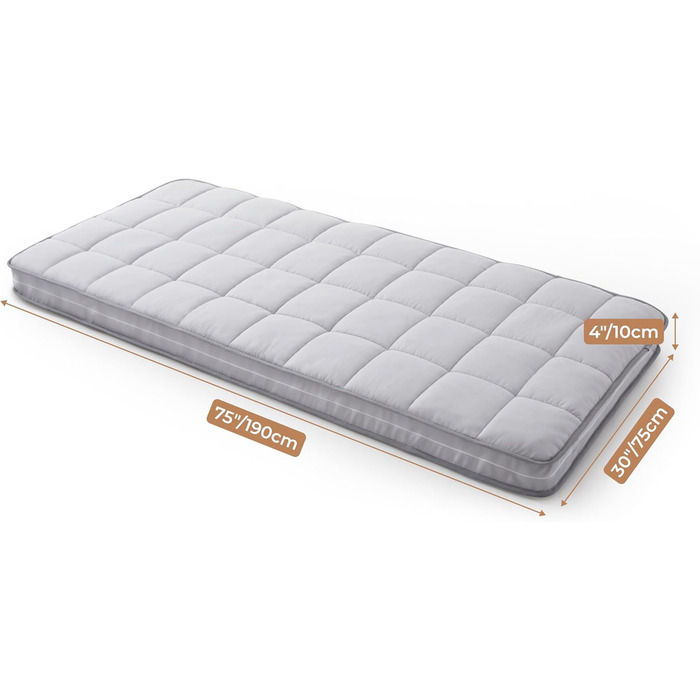 Кемпінговий матрац Jamdok з піни Memory Foam, складаний футон, знімний бавовняний чохол, праний у машині, гостьовий матрац для сну та підлоги, сірий, 190x75 см