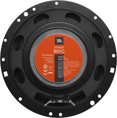 Автомобільна акустика JBL Stage1 601C 200 Вт, компонентна система 2-смугова, динаміки 16-17 см, твіттер, чорна, Harman Kardon