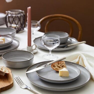 Набір посуду Kutahya Porselen (24 елементи) – 12-ти частинний сервіз для 4 осіб, сучасний порцеляновий посуд, Pearl Grey