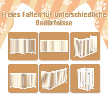 Захисний забір для собак COSTWAY 89 см, дерев'яне огорожа, дитяче ворота, розкладні, гнучкий захист, 4 панелі (білий)