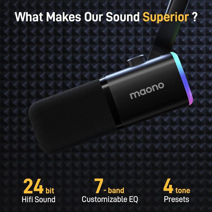 MAONO PD100XS Чорний XLR-USB Мікрофон для Стрімінгу та Запису: Динамічний мікрофон з регулюванням посилення, безшумна кнопка, для подкастів, ігор, YouTube, PS4/5, Mac