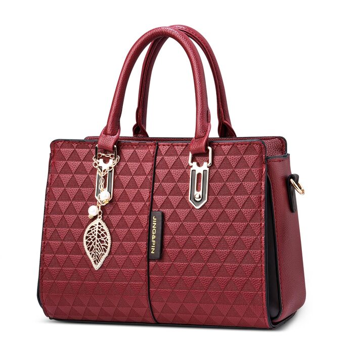 Стильна жіноча сумка-шопер Elegante Einfach середнього розміру з ручками та ланцюжком, захист від крадіжки, червона PU шкіра, для подорожей, роботи, вечірок