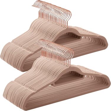 Плечики SONGMICS для одягу, велюрові, набір 50 шт., антиковзаючі, для краваток, 360° обертання, тонкі, економія місця, 43,5 см, для пальто, штани, срібно-білі