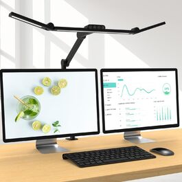 LED лампа настільна 24W з регулюванням яскравості, 1500 люменів, для дому та офісу, з підсвічуванням, гнучка, чорна [Енергоклас G]