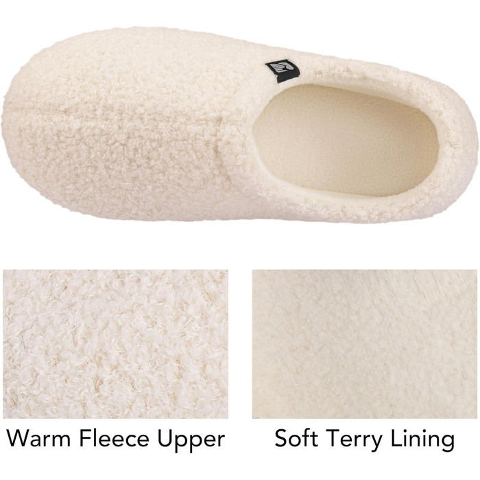 Жіночі халапи RockDove з теплим флісу, закритий каблук, для дому, 40/41 EU, білий