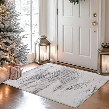 Килим Safunion для вітальні: великий сучасний абстрактний килим з коротким ворсом, м'який килим для спальні (абстрактний, слонова кістка/багатобарвний, 80 x 120 см)