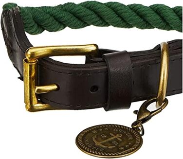 Нашийник для собак HUNTER List, шкіряний, морський стиль, міцний, водостійкий, еластичний, (50 см, S-M), оливковий