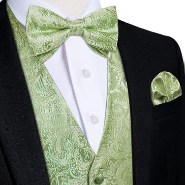Жакети DiBanGu з принтом пейслі для чоловіків, 7-piece комплект: жакет, краватка, голки для лацканів, S, салатовий