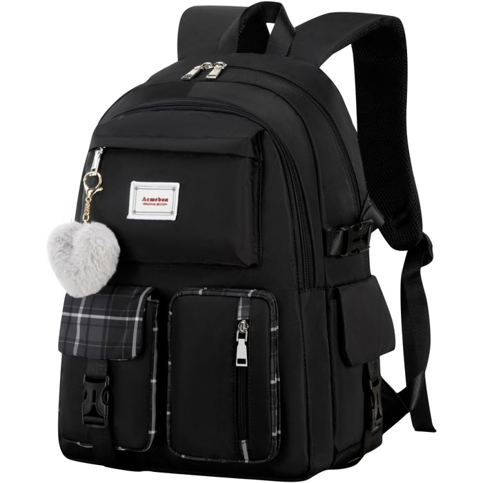 Чорний жіночий рюкзак Acmebon з відділенням для ноутбука, місткий, модний, повсякденний