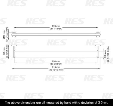 Тримач для рушників KES, подвійний, з нержавіючої сталі SUS304, 60 см, настінний, A2001S60