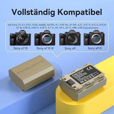 Зарядний комплект ENEGON NP-FZ100 20W для Sony Alpha: A7 IV, A7 III, A9, A9R, A6700, A6600, FX3, FX30, A1 (2 x 3000mAh), з дисплеєм, SD-картридер