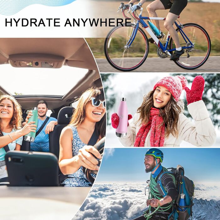 Термос Vikaster 500 мл: термофляга з нержавіючої сталі, без BPA, витримує протікання, багаторазовий. Ідеально для велосипеда, кемпінгу, йоги, спортзалу, фітнесу, школи, подорожей, активного відпочинку