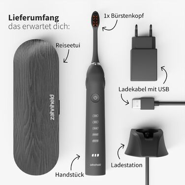 Електрична звукова зубна щітка Gero G2 | Якісна щітка з насадкою та етиуі | Чорний колір