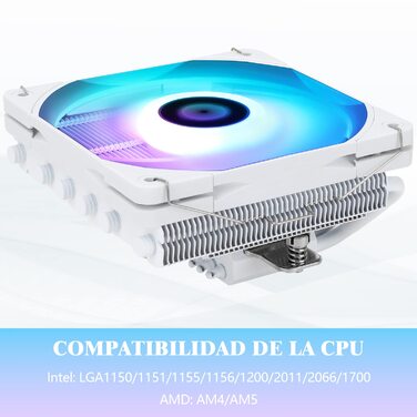 Thermalright AXP120-X67 White ARGB: Низькопрофільний кулер для CPU з 6 тепловими трубками, PWM вентилятор, підтримка AM4/LGA 1700/1150