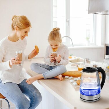 Скляний електрочайник Lehmann LHOEK-2220, 2 л, 2200 Вт, з LED-підсвічуванням, захистом від перегріву та автоматичним відключенням