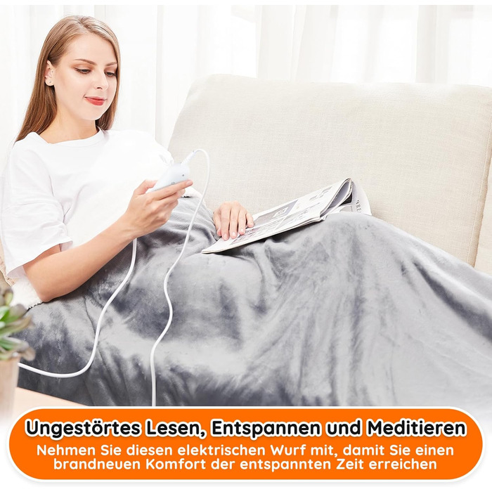 Електрична ковдра Mia&Coco з автовимкненням, 10 режимів нагріву, таймер до 9 годин, захист від перегріву, фланель, 180x130 см