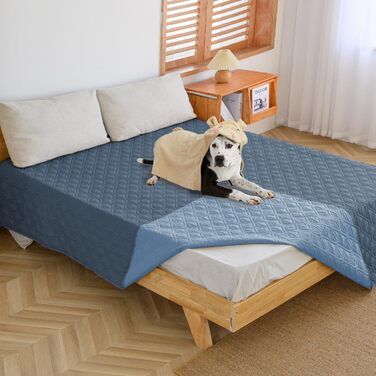 Водонепроникний килимок для собак - міцний килимок 173*203 см для активного відпочинку на вулиці. Машинне прання, двосторонній килимок для собак та котів (Темно-синій + Світло-синій, 132x203 см)