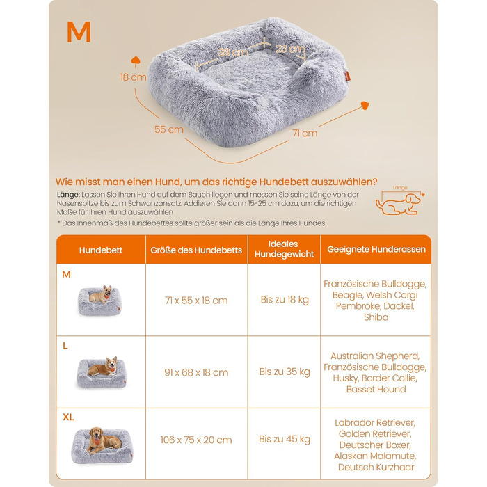 Крісло-ліжко для собак Feandrea, 71x55x18 см, м'яке, з піднятими бортиками, знімний чохол, антиковзаюче, Ombré сірий PGW271G01 M