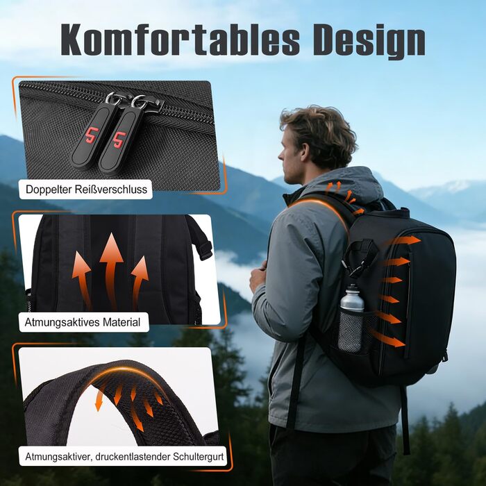 Професійний фоторюкзак Kamerarucksack для DSLR/SLR камер, об'єктивів та штативів - водонепроникний, унісекс